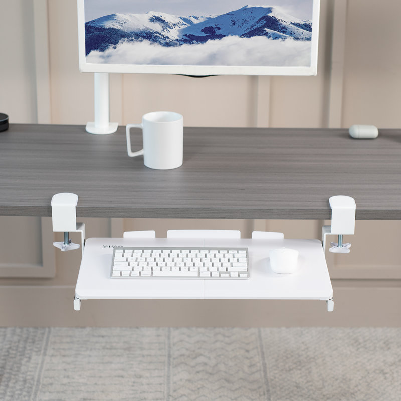 Plateforme de clavier de bureau, H 1,5 po x l 26 po x P 12,3 po, Blanc