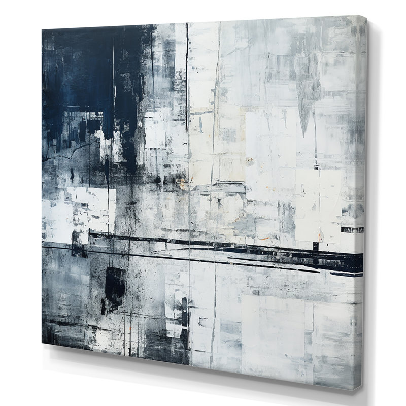 Paysage urbain noir et blanc - Expression d'art sur route IV, H 30 po x l 30 po x P 1 po, Toile tendue