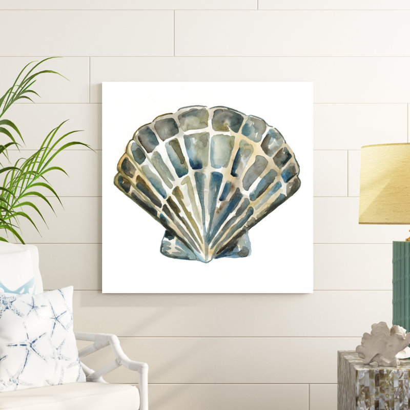 «Aquarelle Shells IV», peinture sur toile, H 36 po x l 36 po, Toile tendue