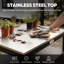  Feasto Steel Potting Bench with Stainless Steel Top, Weather-Resistant Gardening Table with Storage Cabinet and Adjustable Feet-2042006277