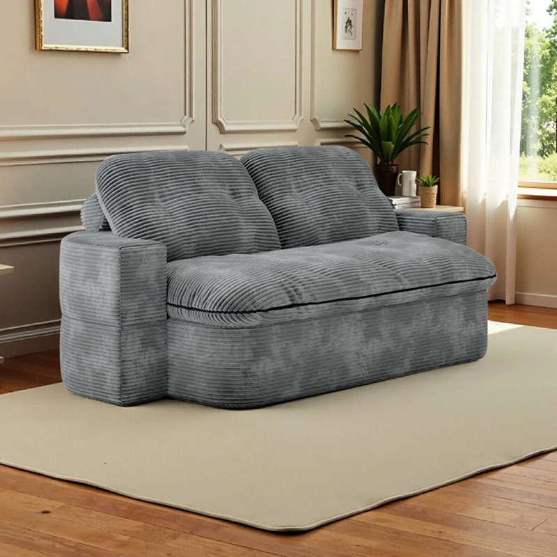 Lit convertible 2-en-1, matelas en mousse viscoélastique, 3 places assises, peu encombrant, velours côtelé, mousse de siège antidérapante, conception haute densité