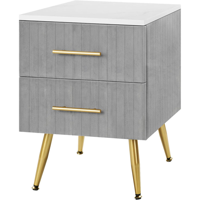 41cm W Manufactured Wood Bedside Table, Grey