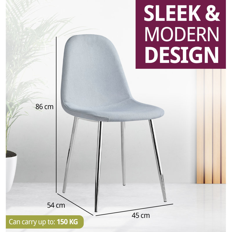 Mose 45cm H Fabric Upholstered Metal Upholstered Back Side Chair in Grey, Silver, 4