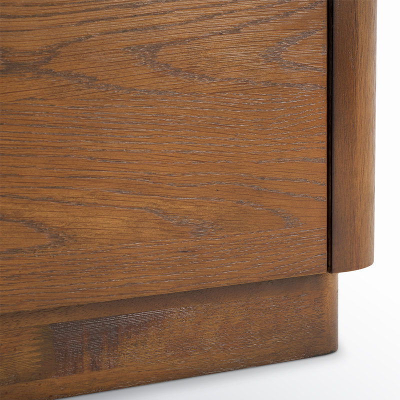 Commode double horizontale en bois d'hévéa à 6 tiroirs Tahani, Chêne moyen / Noir