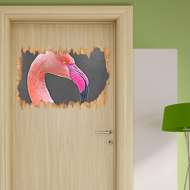 Wandtattoo Wunderschöner Flamingo im Seitenprofil