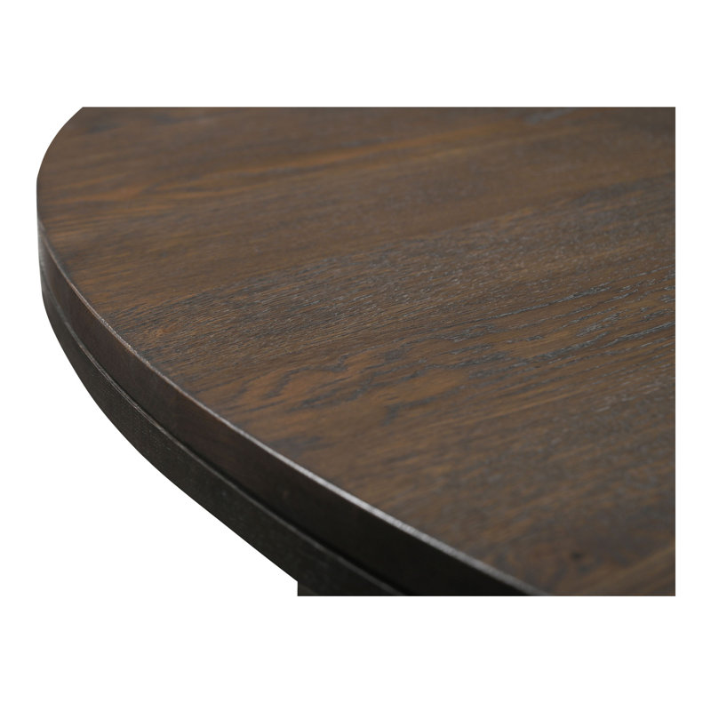 Table de salle à manger pour 6 personnes, plateau rond en bois de chêne, plateau double couche avec base en fer à rainures en V