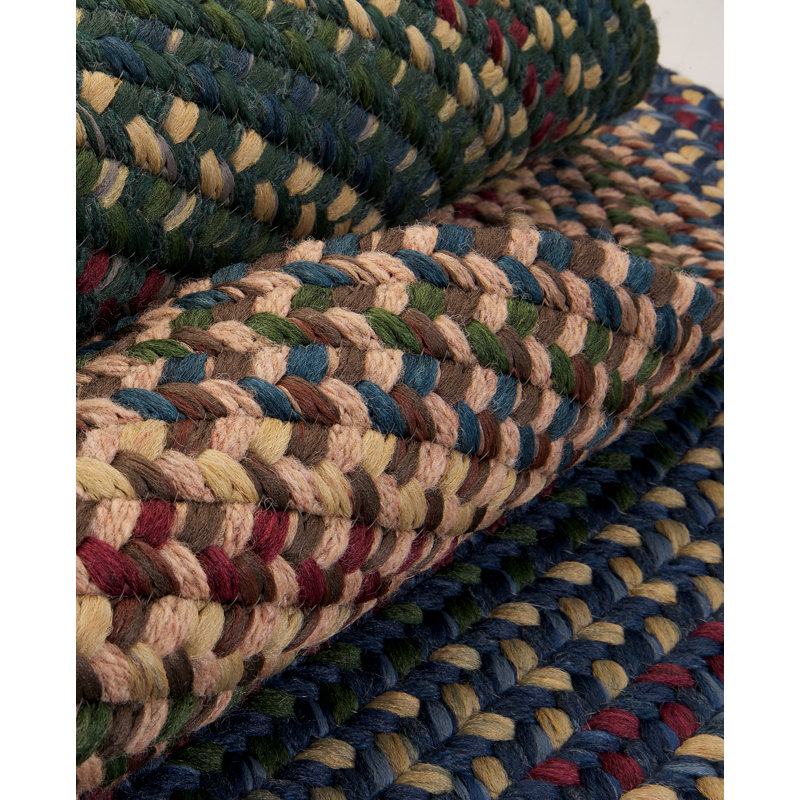 Tapis vert / beige en laine tissé à la main Asjha, Ovale 3 pi x 5 pi
