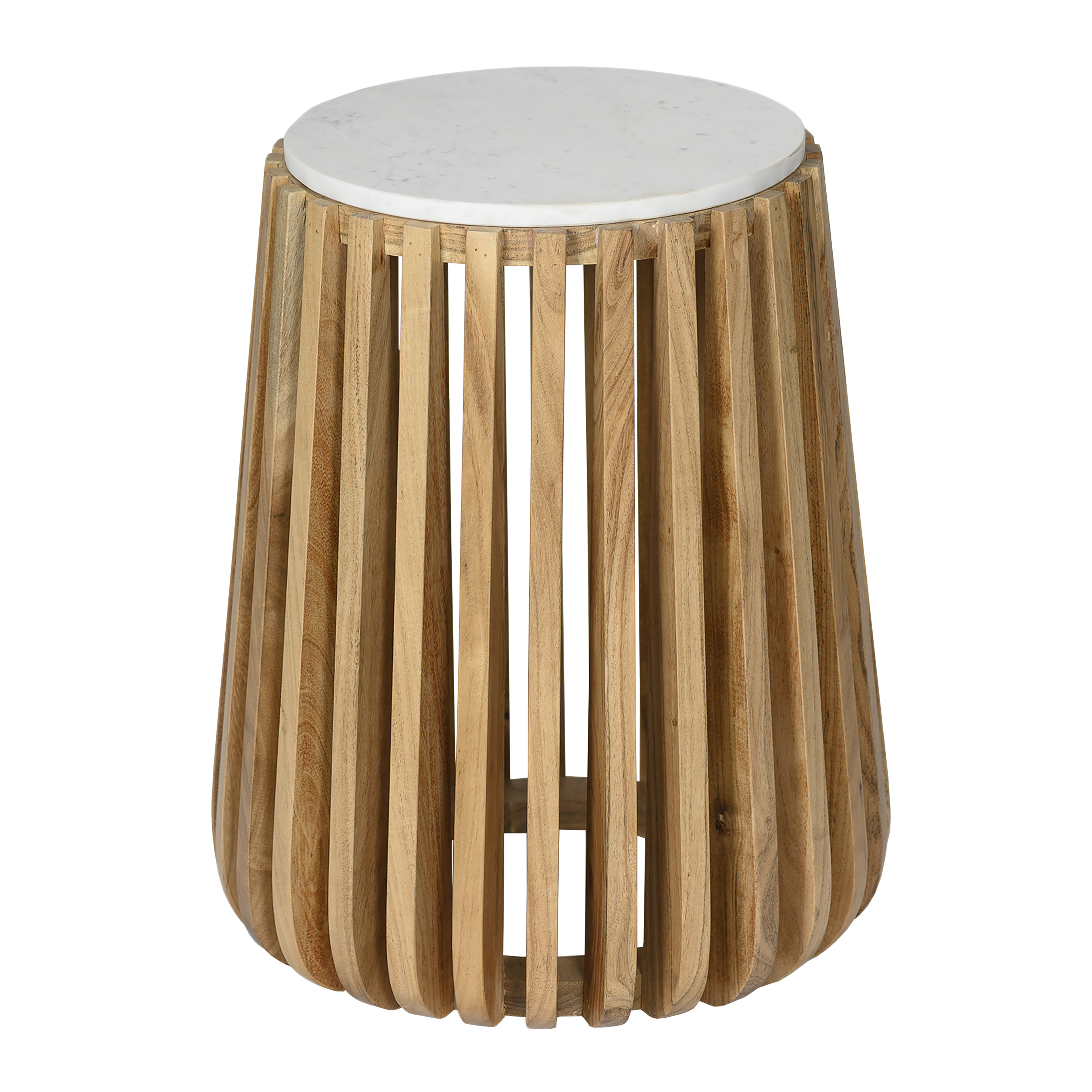 Loon Peak Brixton White Marble Wood End Table | Wayfair