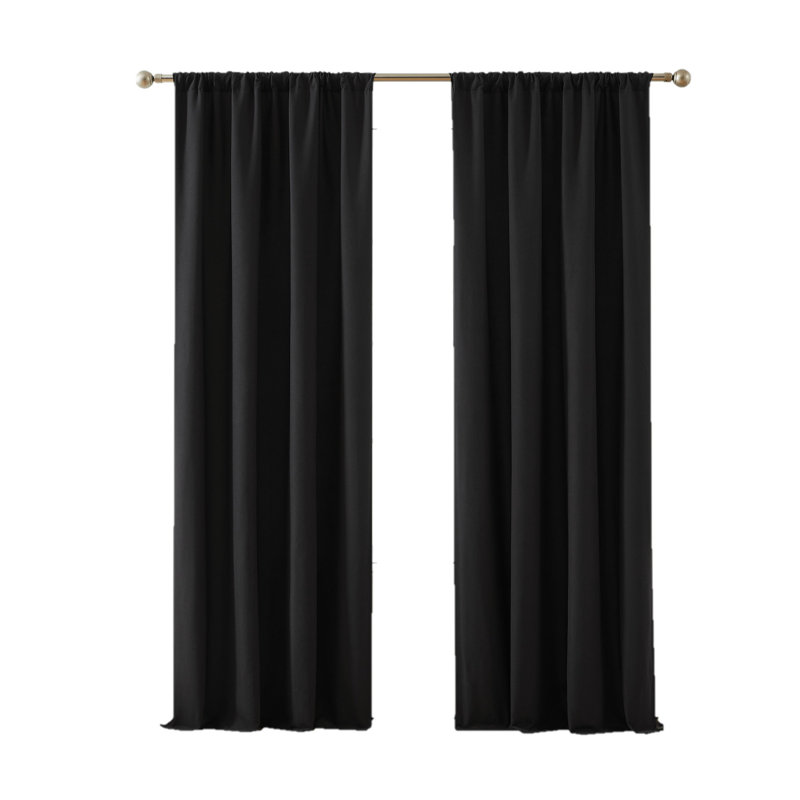 Semi Sheer Curtain Pair, 50" W x 96" L, Black