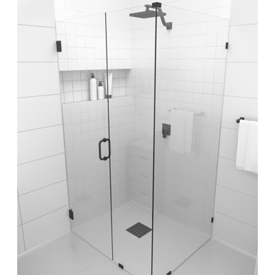 Illume 48 in. x 36 in. x 78 in. 90-degree Fully Frameless Wall Hinged Glass Shower Enclosure