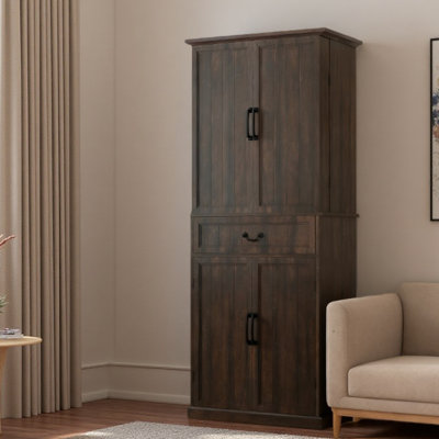 Armoire de rangement de style moderne, armoire de cuisine à DEL, avec tablettes de porte