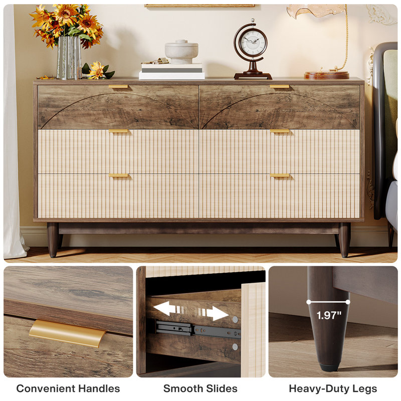 Ebern Designs 55" 6-Drawer Bedroom Dresser - Colmer