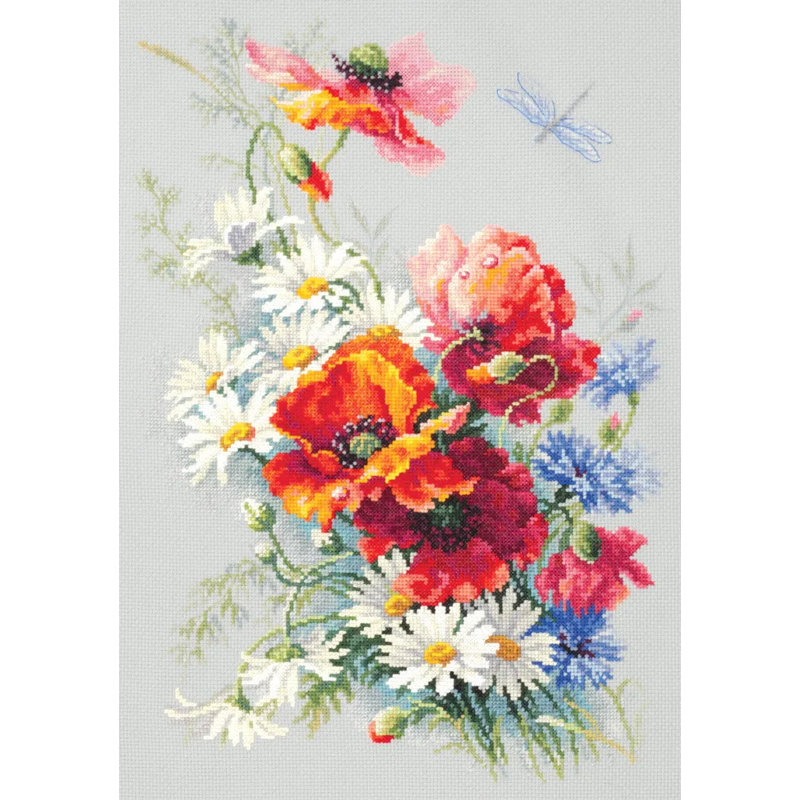 Aiguilles magiques, point de croix compté, coquelicots et marguerites 100-061