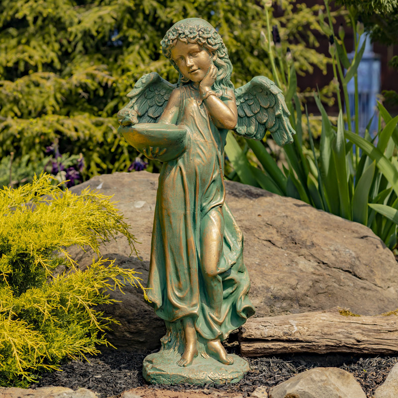 Statue de bain d'oiseaux "Gia", Bronze