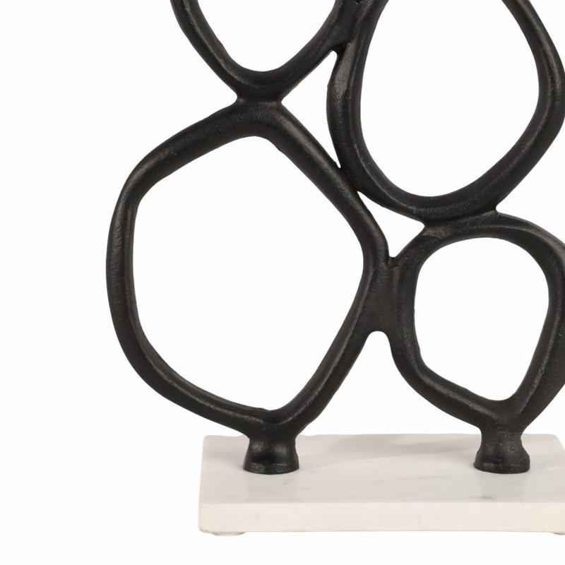 Ivy Bronx Aluminum Black Tidus Ring Statuary, 30" H x 12" W x 5" D