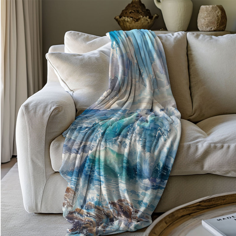 Colorful Seascape Art - 1 pièce Sherpa Premium, Lit simple
