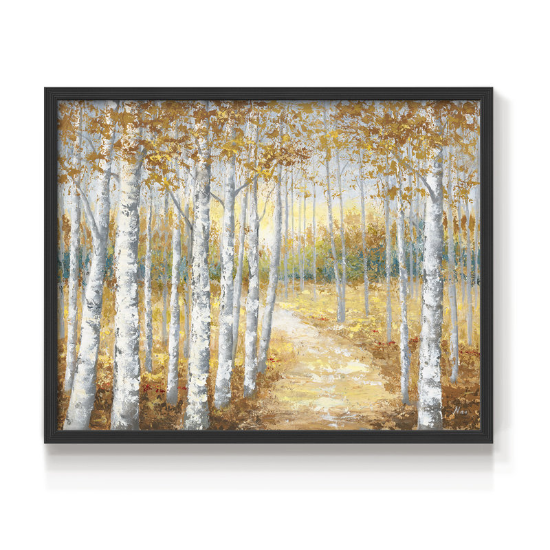 Birch Path I -Framed Print - Restickable, H 8 po x l 10 po, Noir, noir, noir, noir