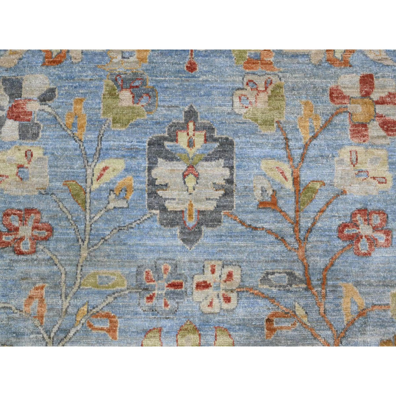 Tapis oriental bleu Aryana Peshawar Heris 12 pi 1 po x 14 pi 6 po