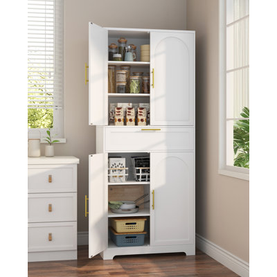 Shannara 71" Kitchen Pantry Cabinet, Tall Storage Cabinet with Adjustable Shelves, 1 Drawer, 4 Doors, Freestanding Cupboards Sideboard for Dining Room