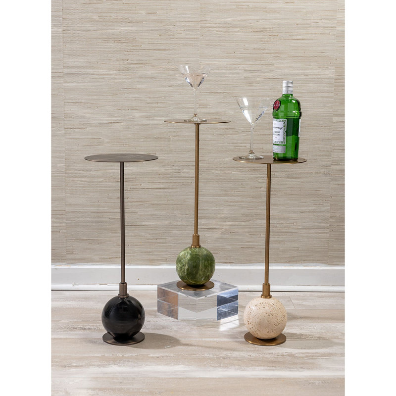 Boston Martini Table, Green, Aged Brass