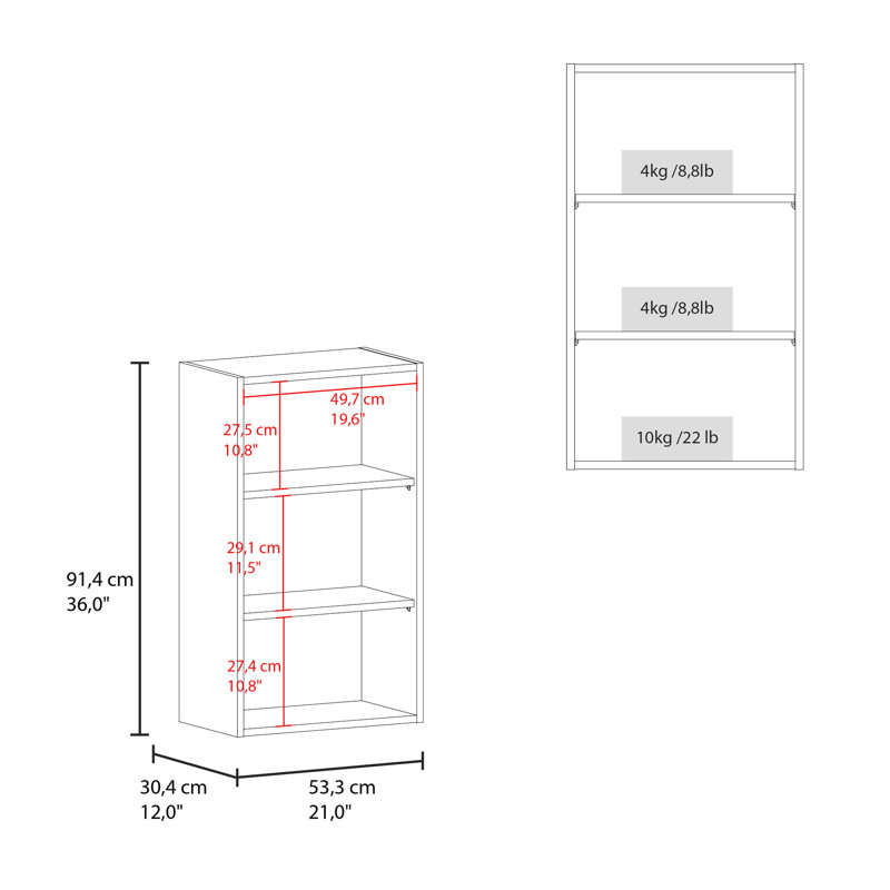 36" High Wall Cabinet With Open Shelves, For Storage 3 In Sleek Appearance Living Room, White