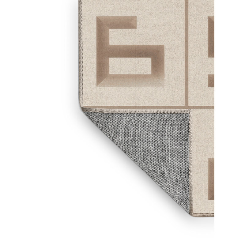 Machine Washable Bemott Minimalist Rug in Beige – Beige Binding, 3' Square