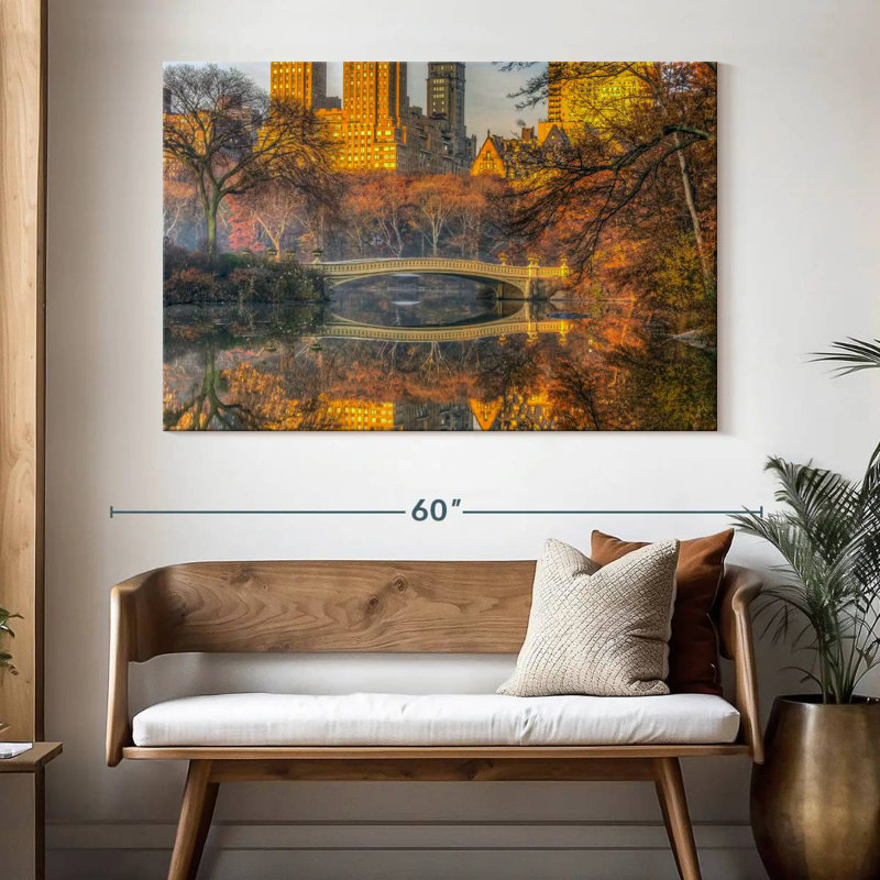 Pont Kavia Bow en automne, H 34 po x l 51 po