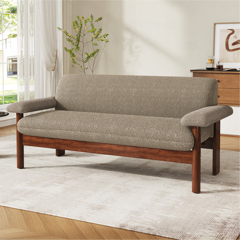 Canapé 2 places avec causeuse Modern, Brown Polyester