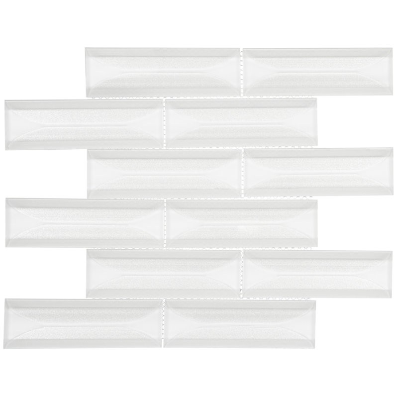 Zeinnet 2"x 6" Beveled Glass Rectangular Brick Joint Mosaic Shower Walls, Kitchen Backsplash and Wall Tile, Leice