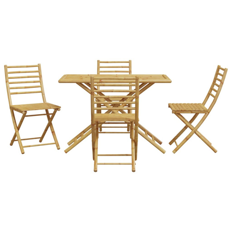 Alizeah 4 - Person Bamboo Patio Dining Set with Rectangular Table