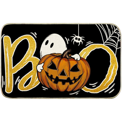 Halloween Door Mat, Halloween Welcome Mat For Front Door, Halloween Pumpkins With Ghost Boo Spooky Holiday Non Slip Outdoor Doormat For Entrance Entry