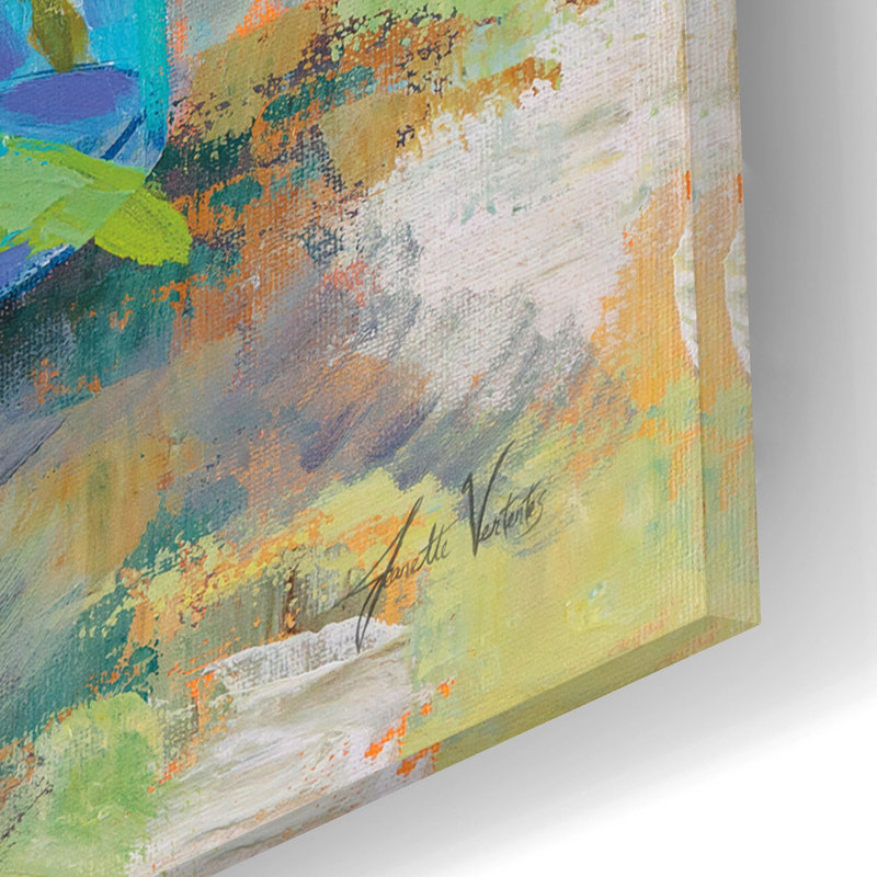 «Tulips Chinoiserie» par Jeanette Vertentes, art mural en verre acrylique, H 12 po x l 16 po x P 0,13 po