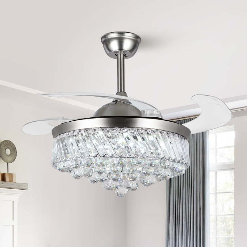Daukas 42'' Ceiling Fan with LED Lights, Silver