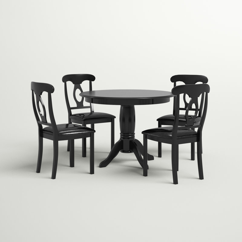 Duquette 4 - Person Pedestal Dining Set, Black
