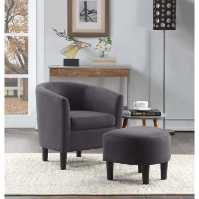 Anges Upholstered Barrel Chair with Ottoman