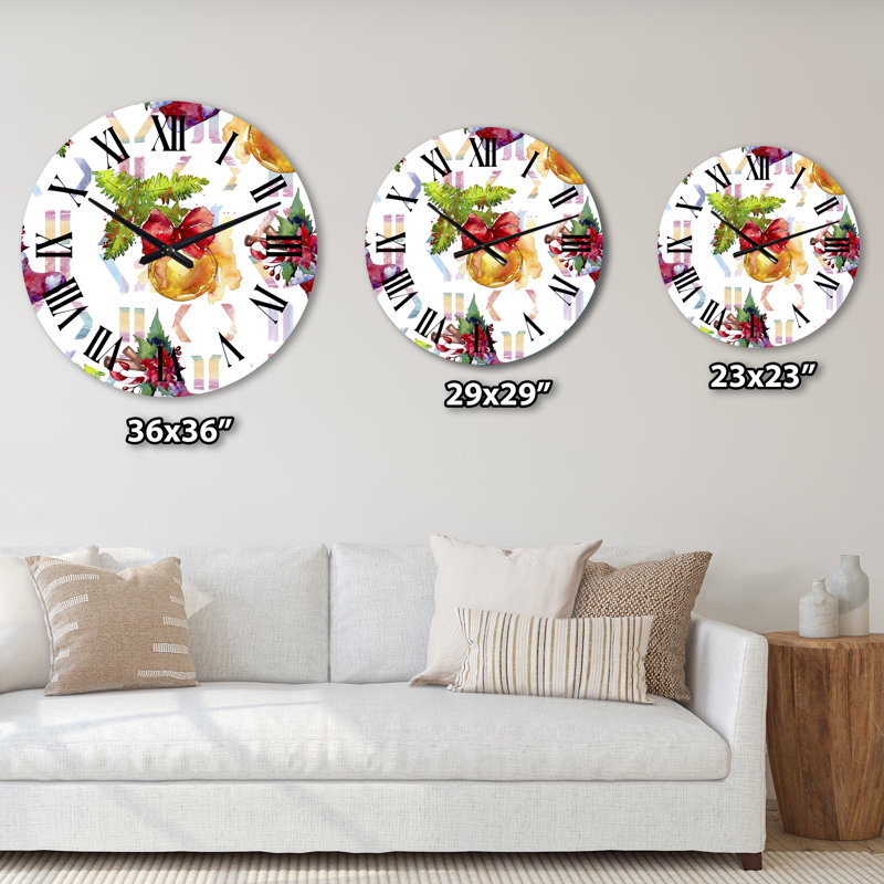 Christmas Winter Holiday Symbols - Patterned Wall Clock, Small