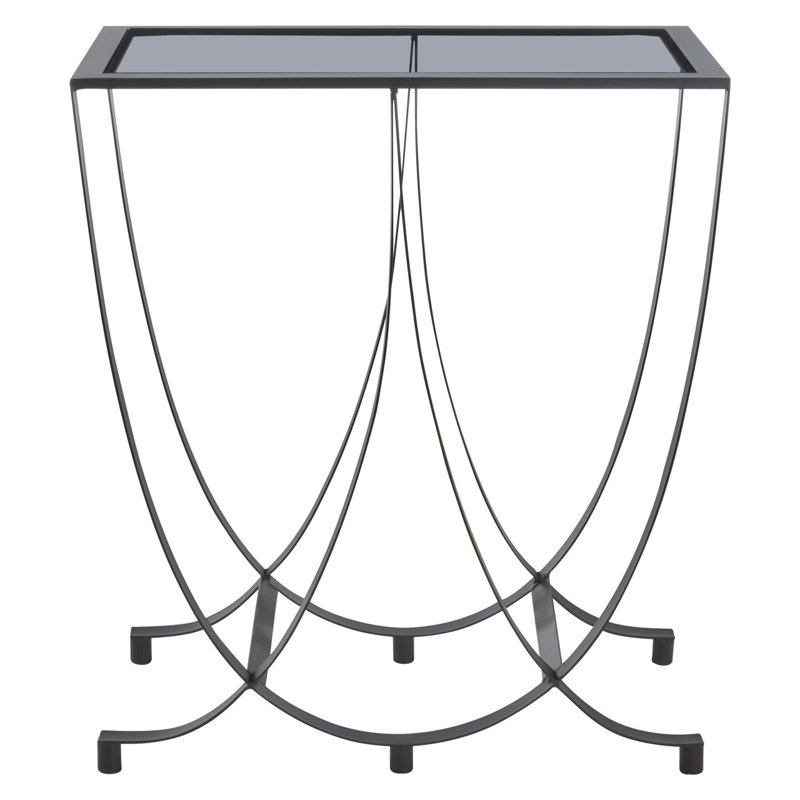 Cockrell Glass Top Cross Legs End Table
