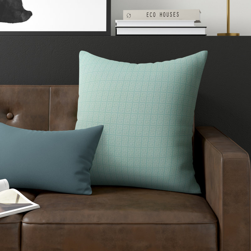 Housse et insert de coussin géométrique carré, H 26 po x l 26 po, Océan / jade