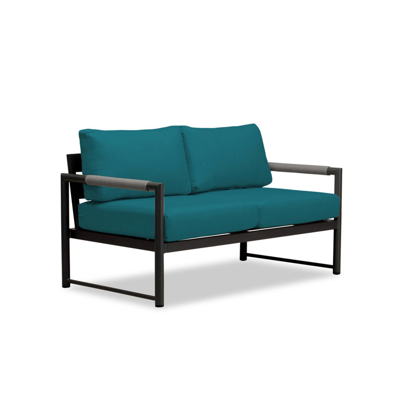 Alto Outdoor 2 - Seat Loveseat, Slate Gray, Spectrum Peacock Sunbrella® Plainweave