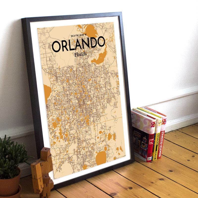 Orlando City Map - No Frame Print, 50.8cm H x 40.6cm W x 0.13cm D x 0.13cm D