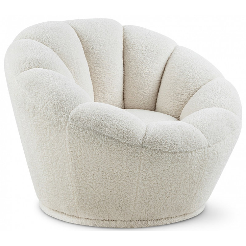 Dietrich Faux Sheepskin Fur Swivel Accent Chair