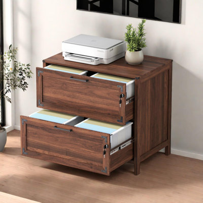 Farmhouse Style 2 Drawer Filing Cabinet with Lock, Ideal for Home Office Use