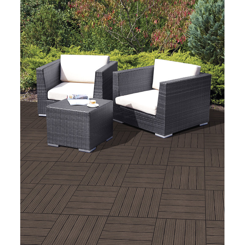 COSMO-DECKING-TILES 30cm L x 30cm W Composite Interlocking Deck Tile, Brown