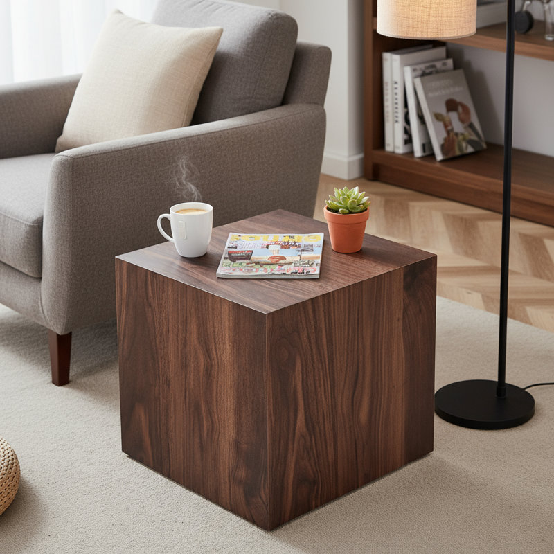 Table de bout de 16 pouces: table d'appoint en forme de cube moderne - aucun assemblage requis pour les petits espaces pour les appartements et les salons