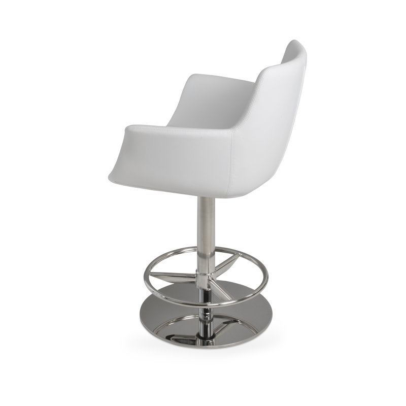 Tabouret à piston Bottega, Blanc, Poli