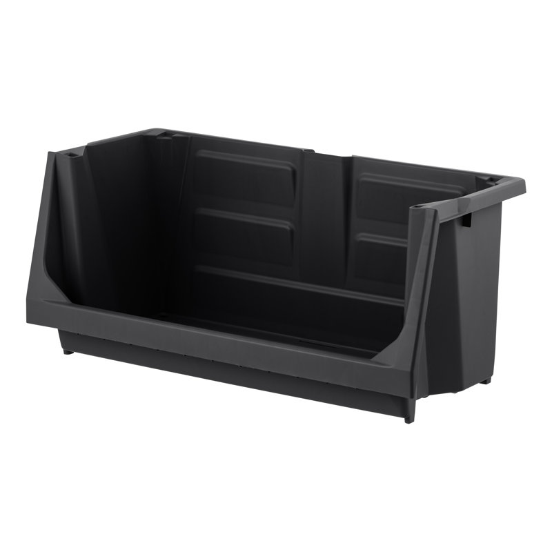Bacs de rangement empilables ouverts à l'avant IRIS, contenants d'organisation de garage robustes, noir mat