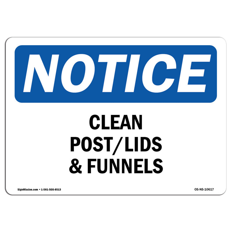 Panneau «Clean Pots Lids And Funnels»