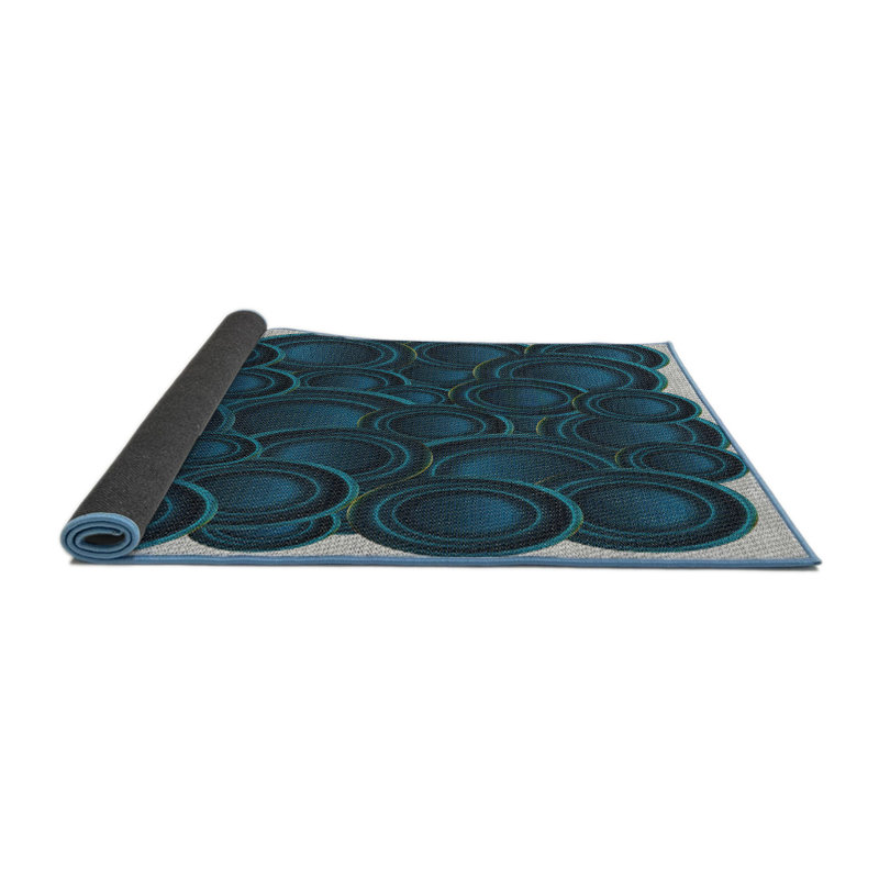 Bleu/blanc à motif Tapis décoratif, Rond 8 pi