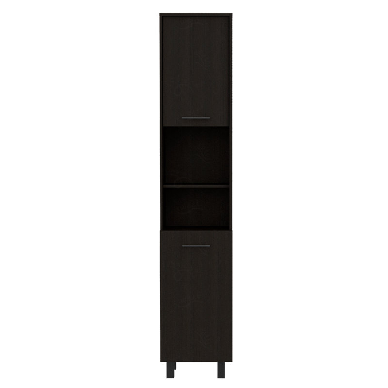 Armoire de cuisine H 79 po, deux tablettes de rangement ouvertes, trois tablettes internes
