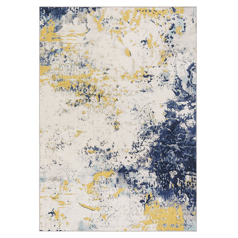 Tapis moderne abstrait Rengel, tapis doux pliables et lavables, Rectangle 4 pi x 6 pi